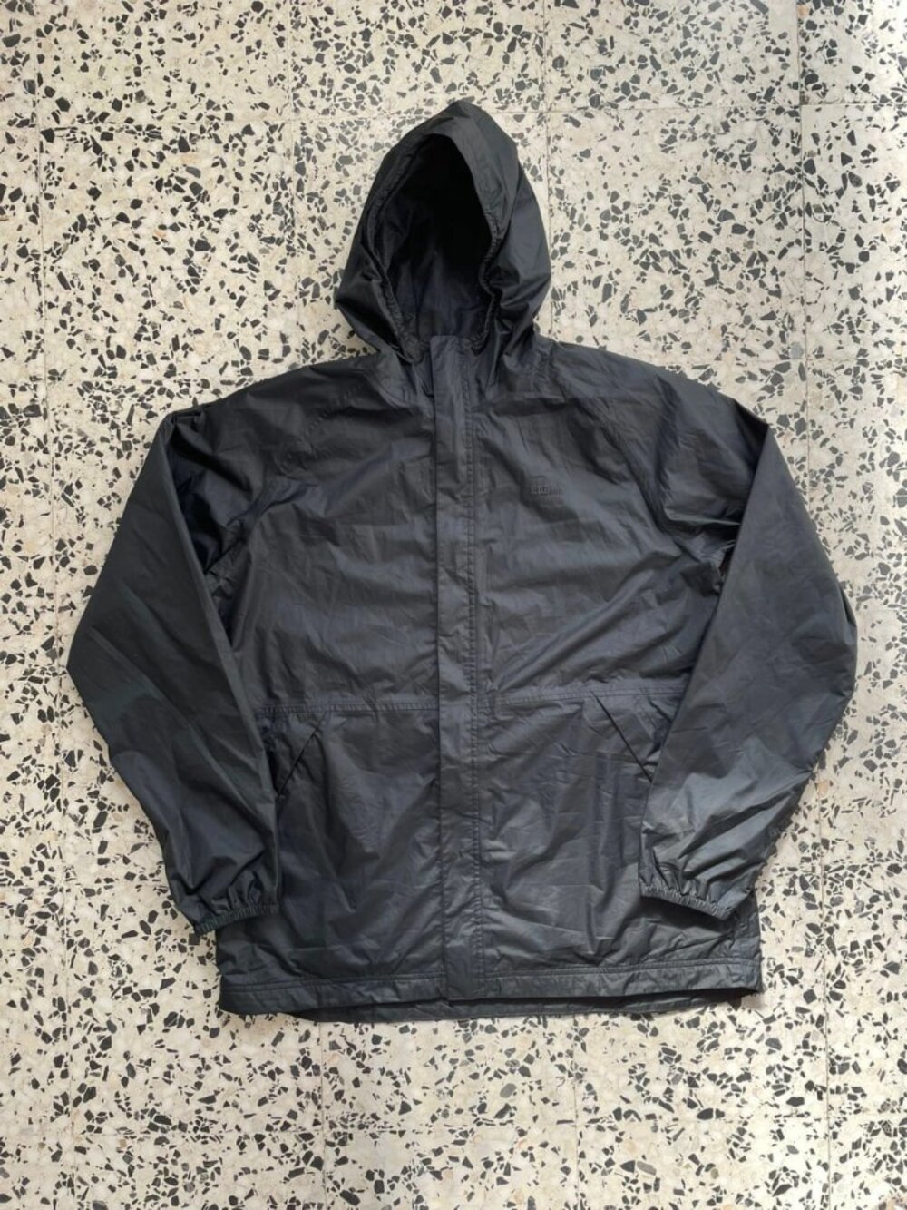 Black Hooded Windbreaker Jacket XL